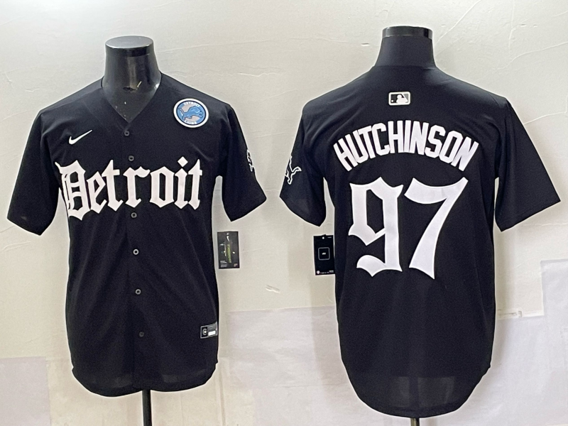 Men 2025 Detroit Lions #97 Hutchinson Black NFL jersey 003->detroit lions->NFL Jersey